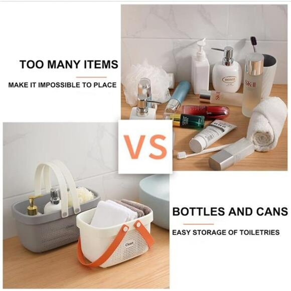 Plastic Shower Caddy Tote Storage Basket with Handle for Bathroom Dorm Room - Picture 6 of 7